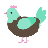 A bark and mint chicken with a head pattern