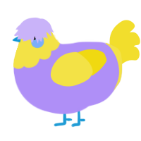 A lilac and yellow chicken with a head pattern