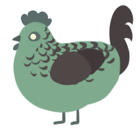 Lake Eerie, a cerulean and navy chicken with a half-lace pattern