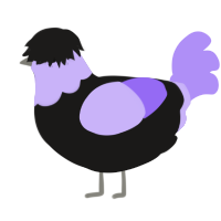A sable and lilac chicken with a head pattern