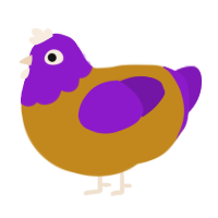 (unnamed), a ochre and violet chicken with a head pattern