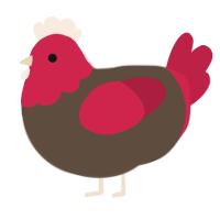 A bark and crimson chicken with a head pattern