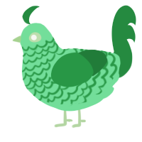 A spring and viridian chicken with a lace pattern