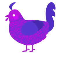 A amethyst and indigo chicken with a double-lace pattern