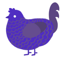 A indigo and overcast chicken with a lace pattern