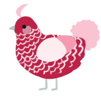 A crimson and rose chicken with a lace pattern