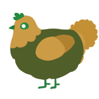 A olive and gold chicken with a head pattern