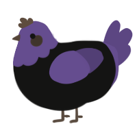 A black and overcast chicken with a head pattern
