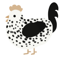 Dalmatian, a white and black chicken with a speckle pattern