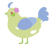 A indigo and gold chicken