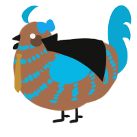 A brown and cerulean chicken with a bar pattern
