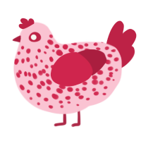 A rose and crimson chicken with a speckle pattern
