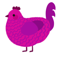 A fuchsia and plum chicken with a lace pattern