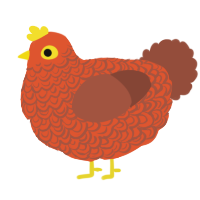 A vermilion and russet chicken with a double-lace pattern