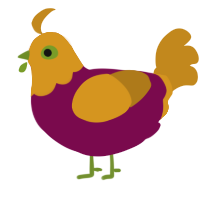 A wine and ochre chicken with a head pattern