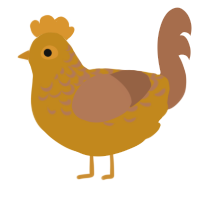 A ochre and brown chicken with a half-lace pattern