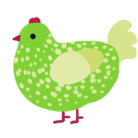 A grass and lemon chicken with a speckle pattern