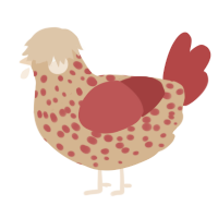 A beige and red chicken with a speckle pattern