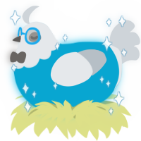 A cerulean and mist chicken with a head pattern