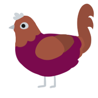 A wine and russet chicken with a head pattern