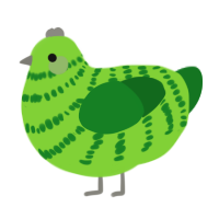 A grass and leaf chicken with a bar pattern
