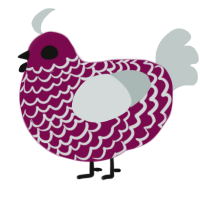A wine and silver chicken with a lace pattern