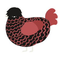 A sable and red chicken with a lace pattern