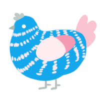 A sky and rose chicken with a bar pattern