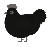 A black chicken with a lace pattern