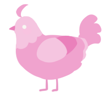 A pink chicken with a head pattern