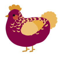 A maroon and honey chicken with a half-lace pattern