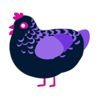 A tumblr and blurple chicken with a half-lace pattern