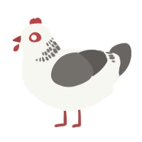 A white and grey chicken with a neck-band pattern