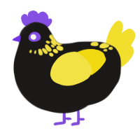 black hole jumpscare, a sable and yellow chicken with a neck-speckle pattern