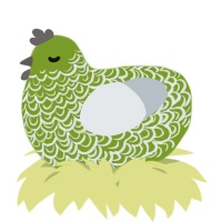 A chartreuse and mist chicken with a double-lace pattern
