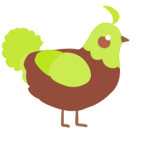 A russet and lime chicken with a head pattern