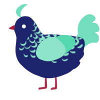 A navy and mint chicken with a half-lace pattern