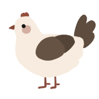 A cream and bark chicken
