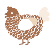 A brown and cream chicken with a lace pattern