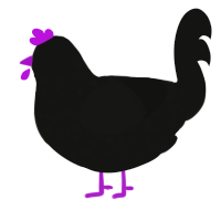 out of this galaxy, a black chicken with a speckle pattern