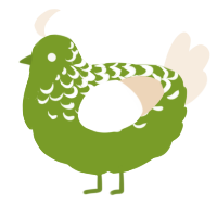 A chartreuse and cream chicken with a half-lace pattern
