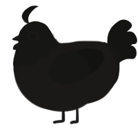 A sable and black chicken with a head pattern