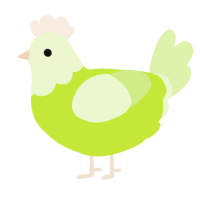 A lime and apple chicken with a head pattern