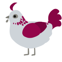 A mist and maroon chicken with a neck-speckle pattern