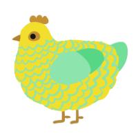 A yellow and spring chicken with a lace pattern