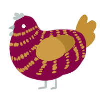 A maroon and gold chicken with a bar pattern