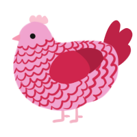 A pink and crimson chicken with a lace pattern