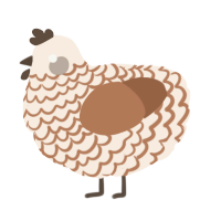A cream and brown chicken with a lace pattern