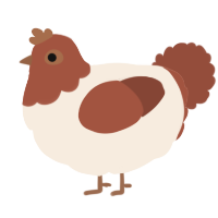 A cream and russet chicken with a head pattern