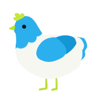 A white and sky chicken with a head pattern